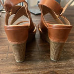 Marc Fisher  Leather Platform Wedge Sandals Cognac Brown Women’s Size 9.5 Photo 5