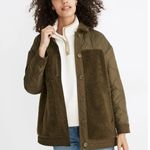 Madewell  Women's Green Faux Sherpa Long Sleeve Quilted Hybrid Jacket Size L Photo 0