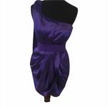 Purple satin shiny one shoulder dress Size 4 Photo 3