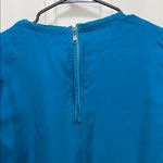 Tribal Teal Cotton Blend Long Sleeve High Low Hem Blouse Photo 9