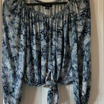 Karen Kane Tie Front Top Blouse Marble Print Long Sleeve XS Photo 0