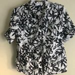 Westbound Petites Women's Short Sleeve Linen Button Down Shirt Size 10P Tropical Photo 0