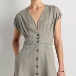 Quince NWT  Vintage Wash Tencel Button Front Dress Sz  M Sage Green Photo 0