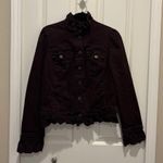 Inc International Concepts Burgundy Jacket with Ruffle collar and cuffs Sz L Purple Size L Photo 2