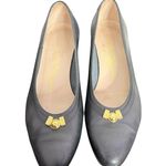 Salvatore Ferragamo  Boutique Navy Blue Heels Size 7.5 Gold Crest Low Heel‎ Pumps Photo 0