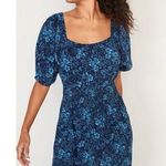 Old Navy  Puff-Sleeve Waist-Defined Floral-Print Smocked Mini Dress Size XS Photo 0