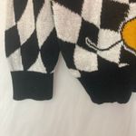 Disney Mickey Mouse Black White Checkerboard Plaid Cotton Blend Knit Sweater Size L Photo 4