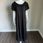 Smock Tiered Maxi Dress With Side Pockets Black Size XL Photo 1