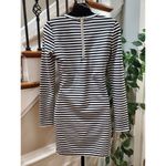 Tea & Cup Black White Striped Long Sleeve Back Zip Knee Length Dress Size Small Photo 5
