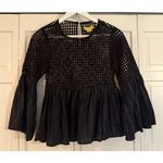 Anthropologie  Maeve black beaded bell sleeve top size 2 Photo 2