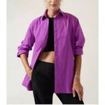 Athleta  Oversized Poplin Top Jazzy Purple Women’s 2X Button Front Shirt Photo 2