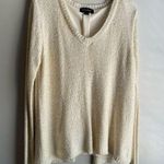Charlie Paige  Cream Sparkle Sequin Sweater with Split Back L/XL Photo 0