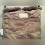 Evelyne Prelonge Faux Fur Shoulder Bag with Pom Pom and Leather Strap Handle Gray Photo 4