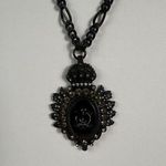 Juicy Couture Gothic Black Royal Juicy Crown Pendant Rhinestones Necklace 16-19" Photo 0