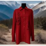 Allison Daley Y2K  Faux Suede Shirt w/embroidered Floral Western Cowgirl Boho-M Photo 1