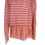 J.Crew Hoodie Pockets Red White Stripe Long Sleeve Front Pockets Relaxed SZ Lg Photo 3