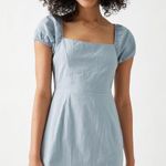 Kendall + Kylie Blue Open Back Linen Shift Dress Photo 0