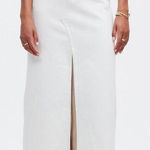 Madewell NWT Women's White Rilee Denim Midi Skirt Size 27 Raw Hem Casual Preppy Photo 0