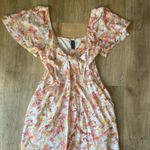 MINKPINK  Floral Mini Dress Women’s S Tie Front Boho Cottagecore Flutter Sleeve Photo 0