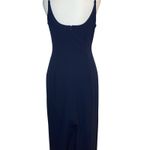David's Bridal Navy Maxi Dress Spaghetti Strap Side Drape Formal Gown Size 6 Blue Photo 3
