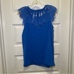 Stitch Fix NWT Brixon Ivy  Blue Jarred Lace Detail Cap Sleeve Blouse S Photo 9