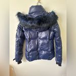 S13 Faux Fur Trim Puffer Jacket Blue Size Medium Photo 3
