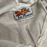 La Femme  White Embroidered Button Up Tunic Top Hooded Boho Festival Size L Photo 2