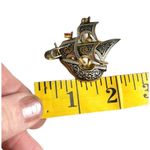 Vintage Black Red marked Spain Spanish Toledoware Enamel Pirate Ship Brooch Pin Photo 5