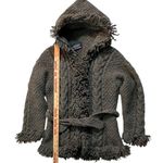 Sisandina Handicrafts 100% Wool Chunky Cable Small Cardigan Gray Fringe Ecuador Photo 7