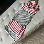 Max Mara  Silk Linen Blend Turtle Neck Striped Blouse Photo 4