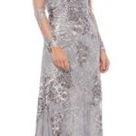 Mac Duggal Embellished V Neck Illusion Long Sleeve Gown- NWT Photo 0
