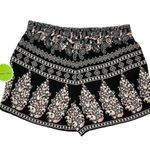 Nordstrom Breeze Ever Loose High Waisted Boho Paisley Print Rayon Shorts Black Large Photo 1