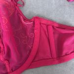 Cacique Bra Size 40D Unlined Sheer Mesh Dark Pink Bows Embroidery Underwire Photo 6