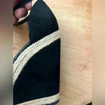 Elle  Black Velvet & Mesh Espadrille Wedge Shoes Women's Size 5 MED Photo 6