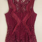 Venus  Crochet  Burgundy Lace fitted Sleeveless Top size 8 Photo 0