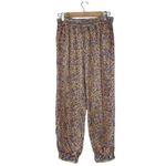 ZARA Floral Satin Flowing Trousers Pants Elastic Waist Photo 5