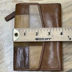 Fossil Brown Leather Warm Earth Tones Patchwork Wallet Bifold Zipper Coin Photo 10