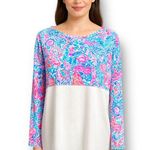 Lilly Pulitzer Large Finn Top Treasure Trove Long Sleeve Vacation Resort Beach Photo 0