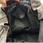 DSW  Grey Silver Python Snakeskin Print Large Drawstring Tote Bag EUC Photo 3