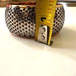 silver and gold tone cutout wide heart bangle bracelet Photo 4