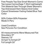 Free People Top Size Small Women's Camo Tee Loose Camouflage T-Shirt Lightweight Photo 1