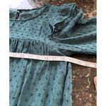 Crystal Doll Women’s Sheer Green Dress Pop Corn Textured Mock Neck Cape Sleeve Tiered Sz M Photo 4