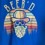 Fruit of the Loom Funky Beer Beard Blue Graphic T Shirt Photo 3