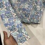 Vintage Sacha Floral Cropped Longsleeve Top Medium Sweetheart Neckline Ditsy Blue Photo 2