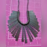 Lucky Brand  Elegant dark grey metal tassel design chain Necklace chocker 17+2” Photo 5