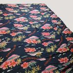 Shawl Wrap Scarf Vintage Puerto Rico Hibiscus Palm Tree Navy Blue Pink Fringe Photo 0