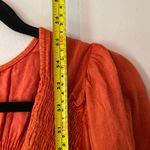 Free People Red Orange String of Hearts Button Down Puff Sleeve Maxi Dress Small Photo 10