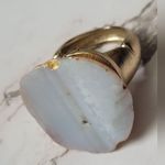 Vintage Agate Gold Tone Copper Adjustable Ring 6 Photo 1