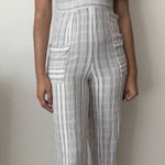 l*space Striped Jumpsuit‎ V-Neck Tie Back Pockets Casual Summer Romper Photo 0
