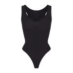 SKIMS  Seamless Sculpt Scoop Neck Thong Bodysuit‎ In Onyx NWOT Thick strap Size M Photo 8